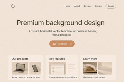 Elegant Landing Page Design with Premium Background and Features