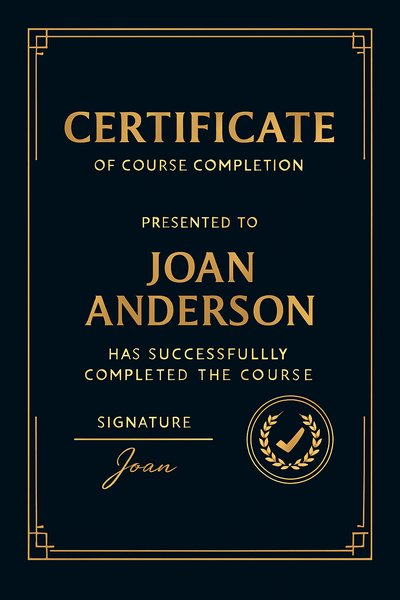 Elegant Course Completion Certificate Design