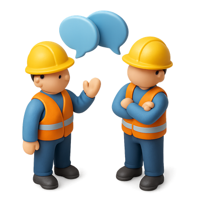3D Icon of Workers Engaged in Conversation