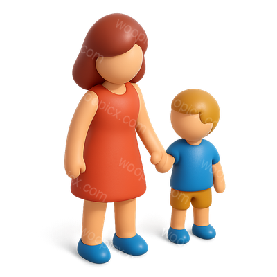3D Mother and Child Icon in Isometric Design