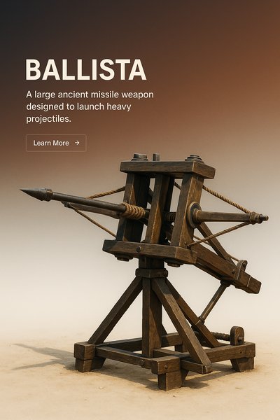 Stylish Ballista Illustration with Action Button