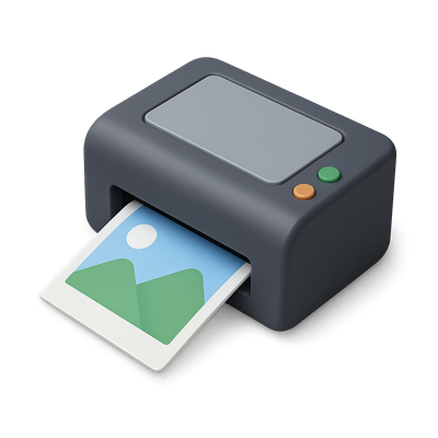 3D Icon of a Photo Printer with Image Output