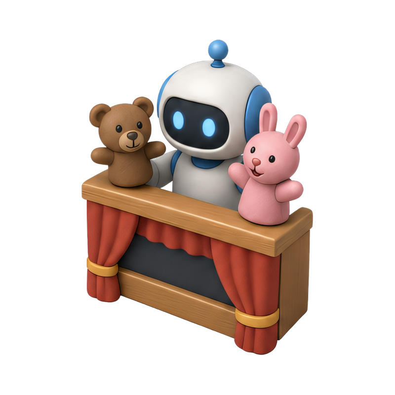 robot performing a puppet show