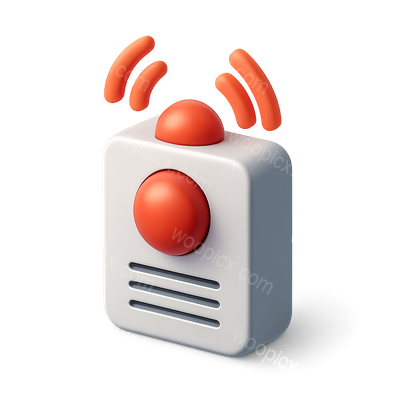Stylish 3D Alarm Icon with Sound Waves