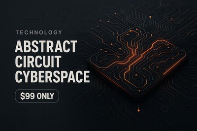 Modern Tech Advertisement with Circuit Design and Bold Typography