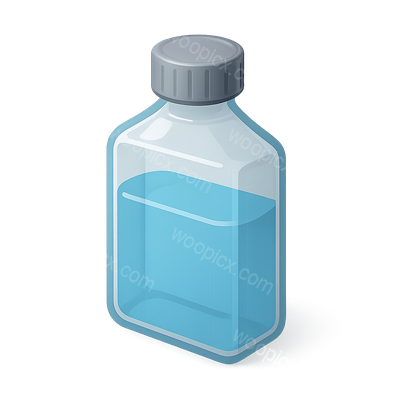 3D Saline Solution Bottle Icon with Transparent Background