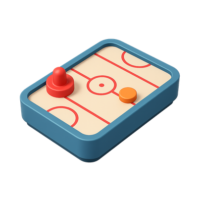 Stylish 3D Air-Hockey Icon in Isometric View