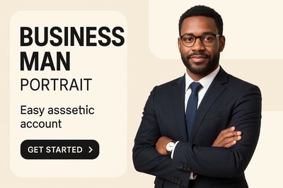 Professional Afro Businessman Portrait with Modern Design Elements