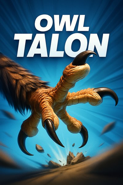 Dynamic Owl Talon Illustration with Bold Text