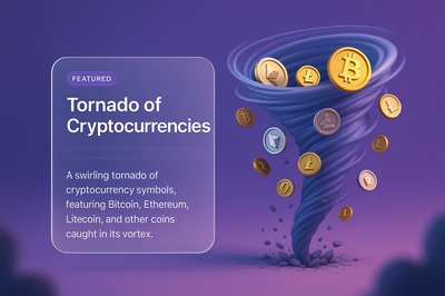 Tornado of Cryptocurrencies: Dynamic 3D Illustration