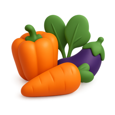Colorful 3D Icon of Various Vegetables in Isometric View