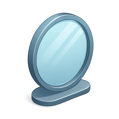 3D Circular Mirror Icon with Isometric View
