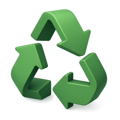 3D Recycling Icon with Isometric Design and Transparent Background