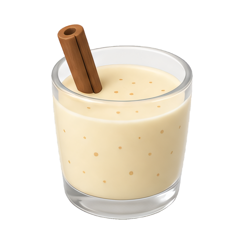 Eggnog glass with cinnamon stick