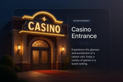 3D Casino Entrance Illustration with Glamorous Design