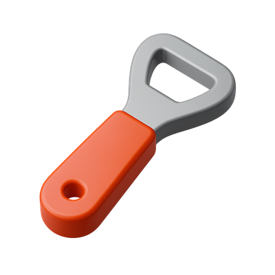 Stylish 3D Bottle Opener Icon on Transparent Background
