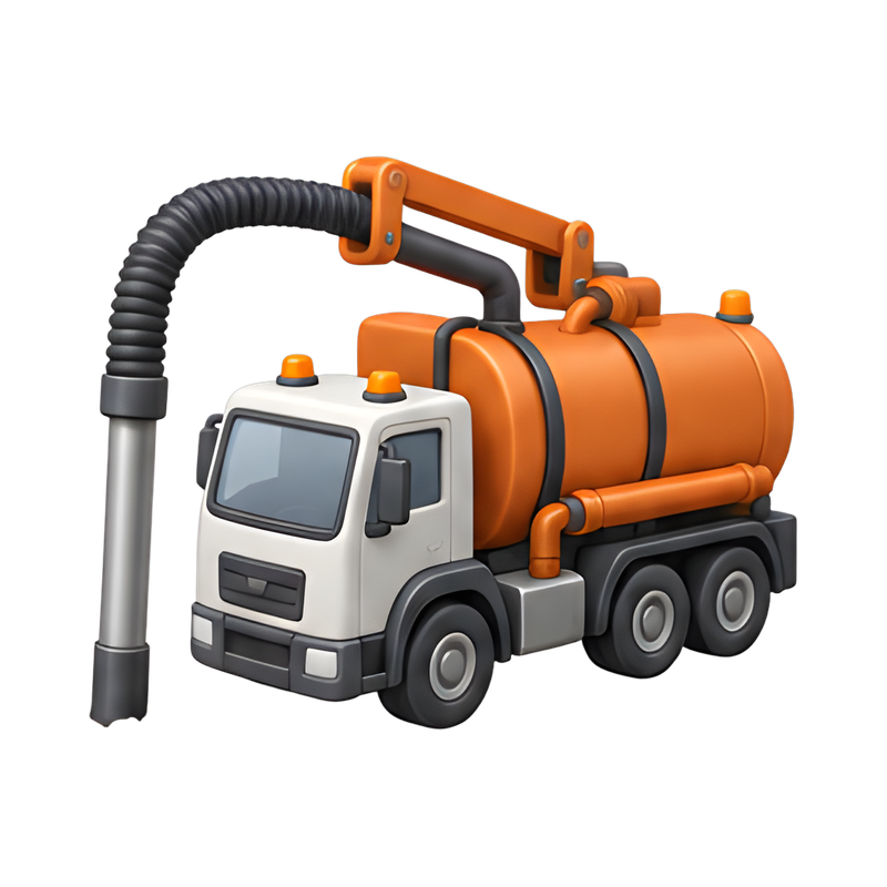 Vacuum excavator truck in action