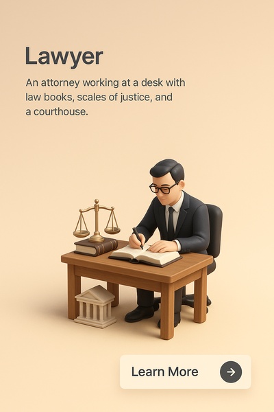 Realistic 3D Scene of a Lawyer at Work