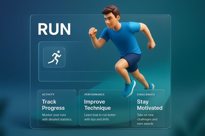 3D Illustration of a Running App Interface