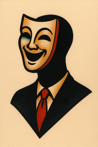 Silhouette of a Person with a Theater Mask Tattoo