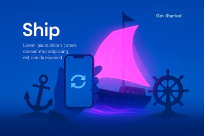 Vibrant Mobile Phone and Sailing Theme Graphic