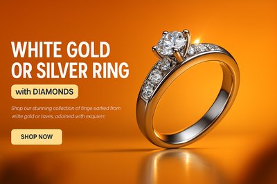 Elegant White Gold or Silver Ring with Diamonds for Sale