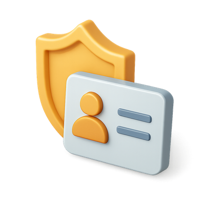 Stylish 3D Shield Icon with Card Representation