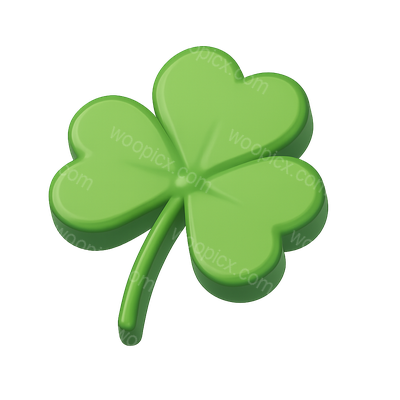 Stylized 3D Green Clover Icon for Luck and St. Patrick's Day