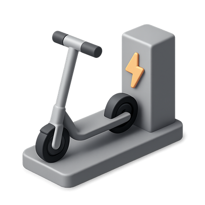 3D Electric Scooter Dock Icon with Volumetric Design