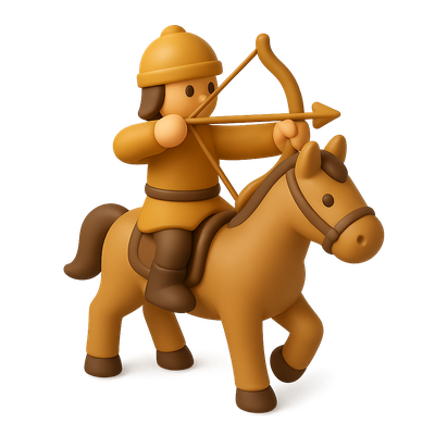 3D Horse Archer Icon with Isometric View