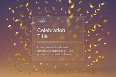 Gold Confetti and Ribbons Celebration Design Element