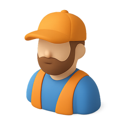 3D Illustration of a Construction Worker Character
