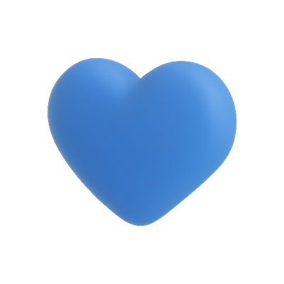3D Blue Heart Shape Icon for Emotional Expression