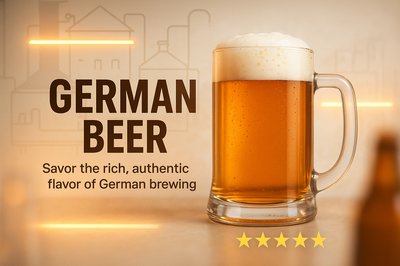 Promotional Graphic for German Beer with Rich Flavor Appeal