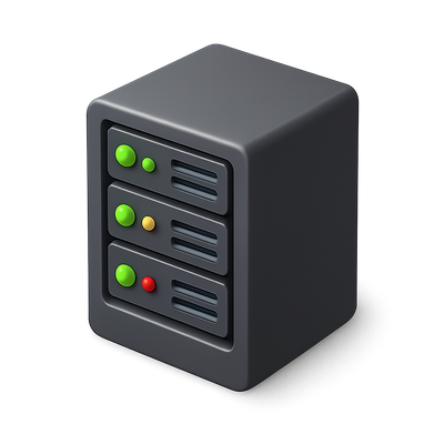 Stylish 3D Server Rack Icon in Isometric View
