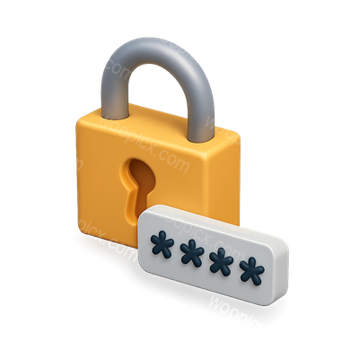 3D Padlock Icon with Password Prompt in Isometric View