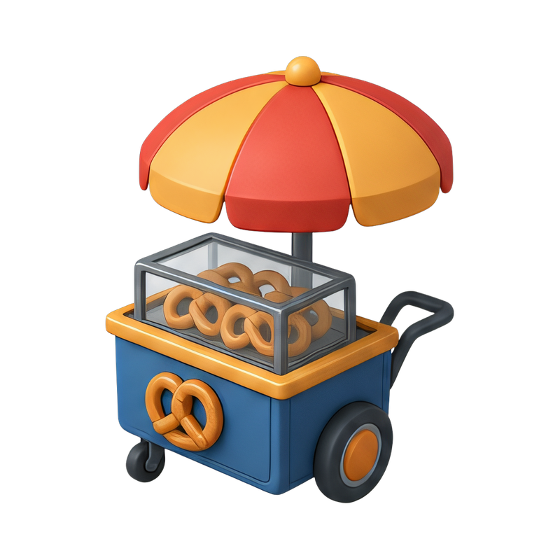 outdoor pretzel cart with umbrella