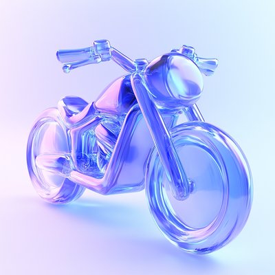 3D Render of a Transparent Motorcycle Sculpture