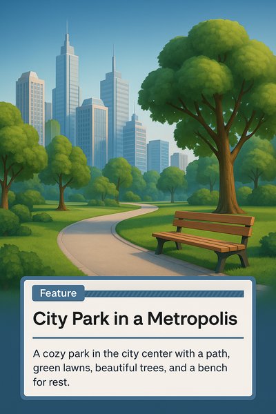 Serene City Park with Skyscrapers in Background