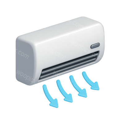 3D Air Conditioner Icon with Cooling Effect