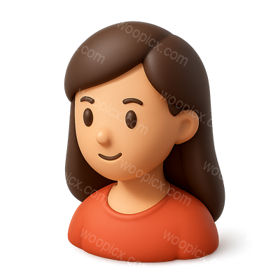 Stylized 3D Brunette Character Icon in Isometric View