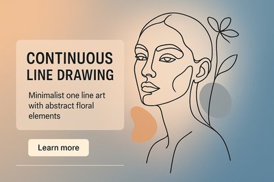 Minimalist Continuous Line Drawing with Floral Elements