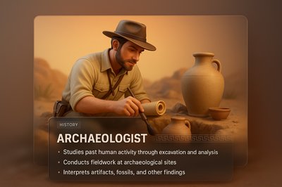 3D Illustration of an Archaeologist at Work
