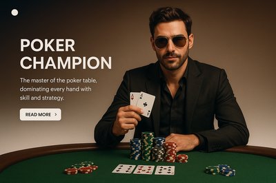 Stylish Poker Champion Illustration with Text and Action Button