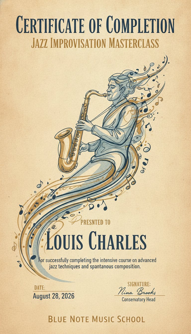 Jazz Improvisation Certificate Design