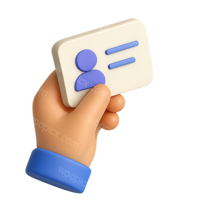 3D Hand Holding a Card Icon with Isometric View