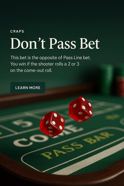Stylish Web Page Design for Casino Game 'Don't Pass Bet'