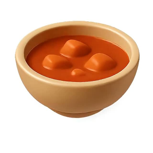 Delicious bowls of tomato soup on a table