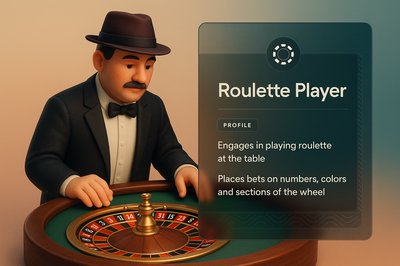 3D Roulette Player Illustration with Stylish Info Block