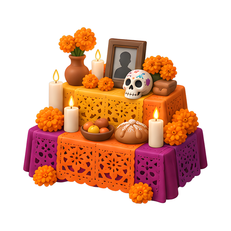 Colorful tiered ofrenda altar